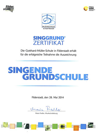 Zertifikat der Singende Grundschule